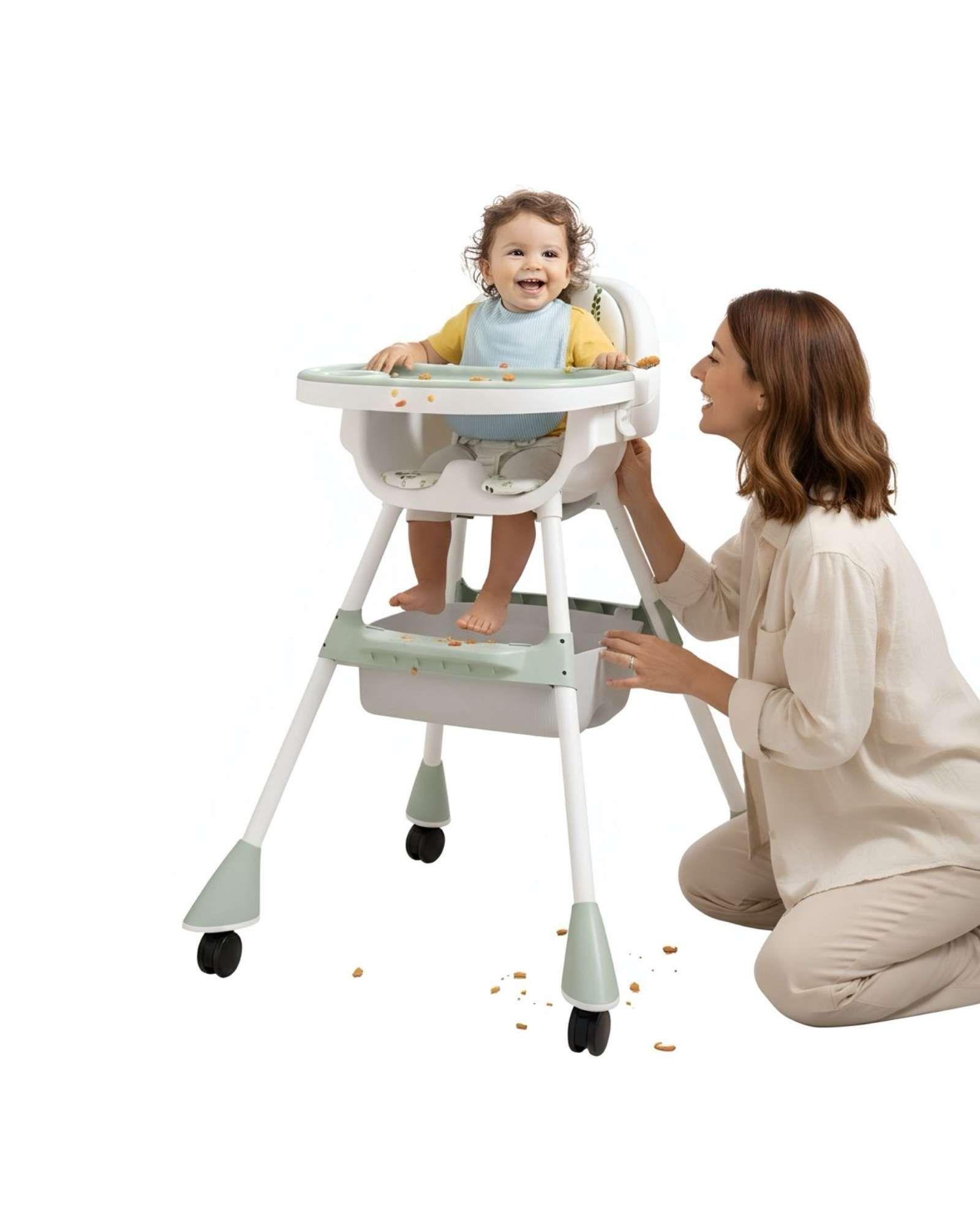 Silla de Comer para Bebé Multifuncional 3 en 1 Verde-2