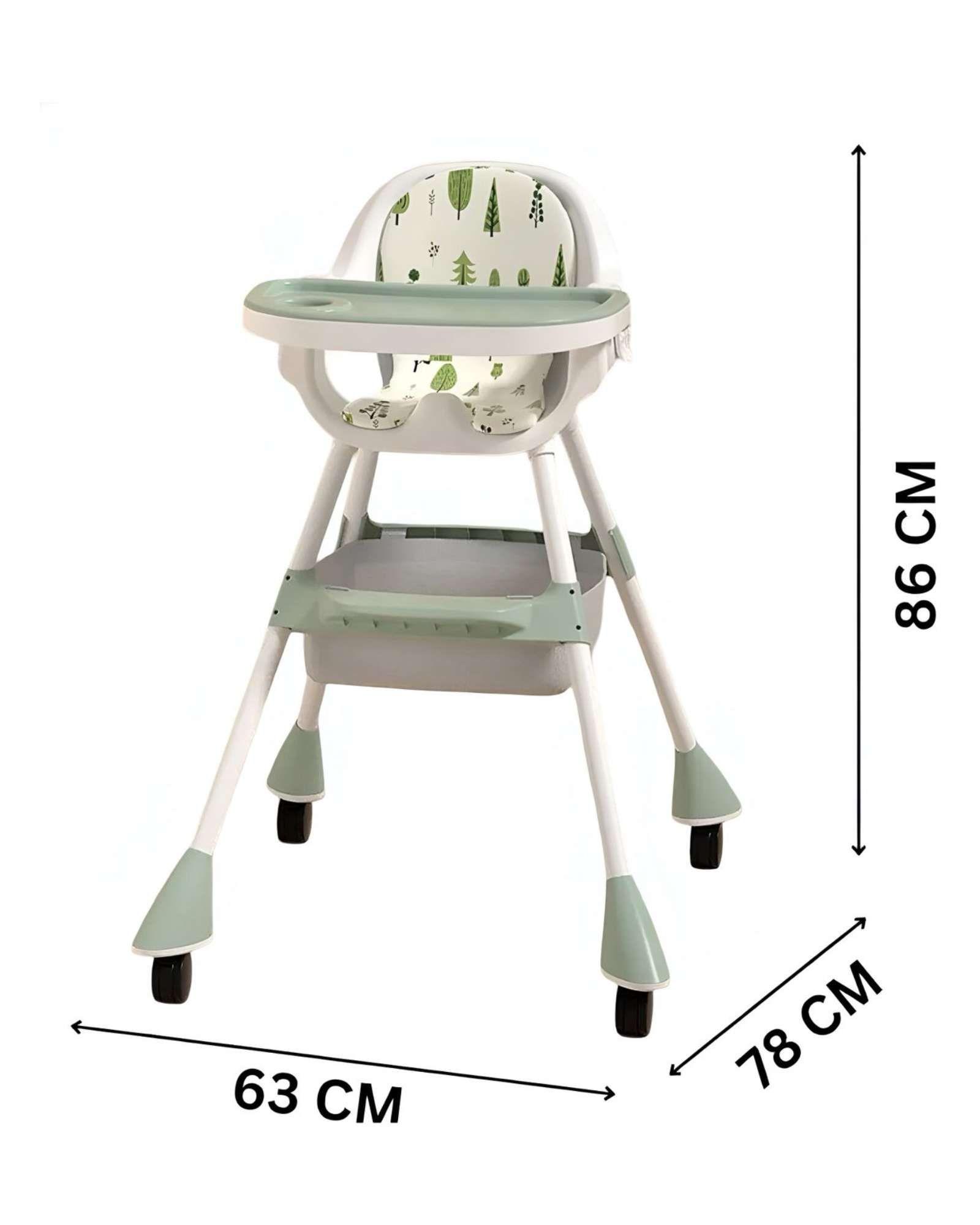 Silla de Comer para Bebé Multifuncional 3 en 1 Verde-4