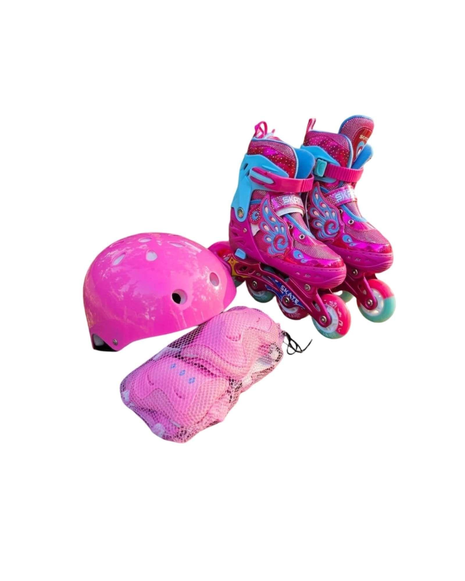 Set De Patines Roller Con Luces En Ruedas Mas Kit De Seguridad Talla M m2-5