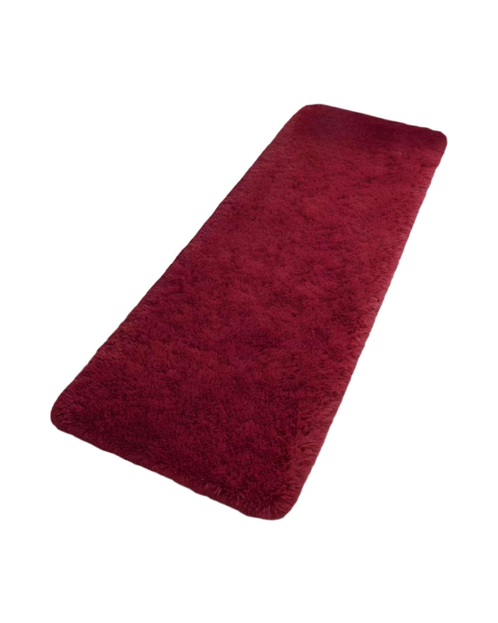Alfombra Pasillera Shaggy 70x150 cm Pelo Largo burdeo-2