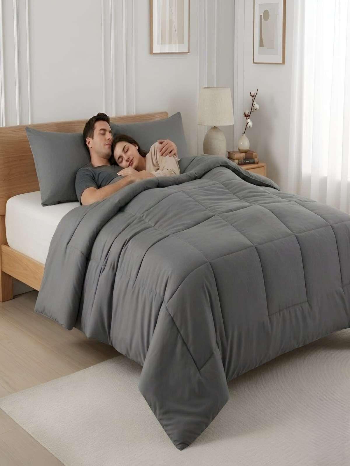 Cubrecama Quilt King Delgado Resistente a Arrugas gris-1