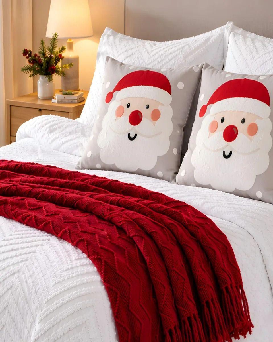 Cubrecamas Navideño Con Manta Y 2 Fundas De Cojin 2 Plazas m23-3