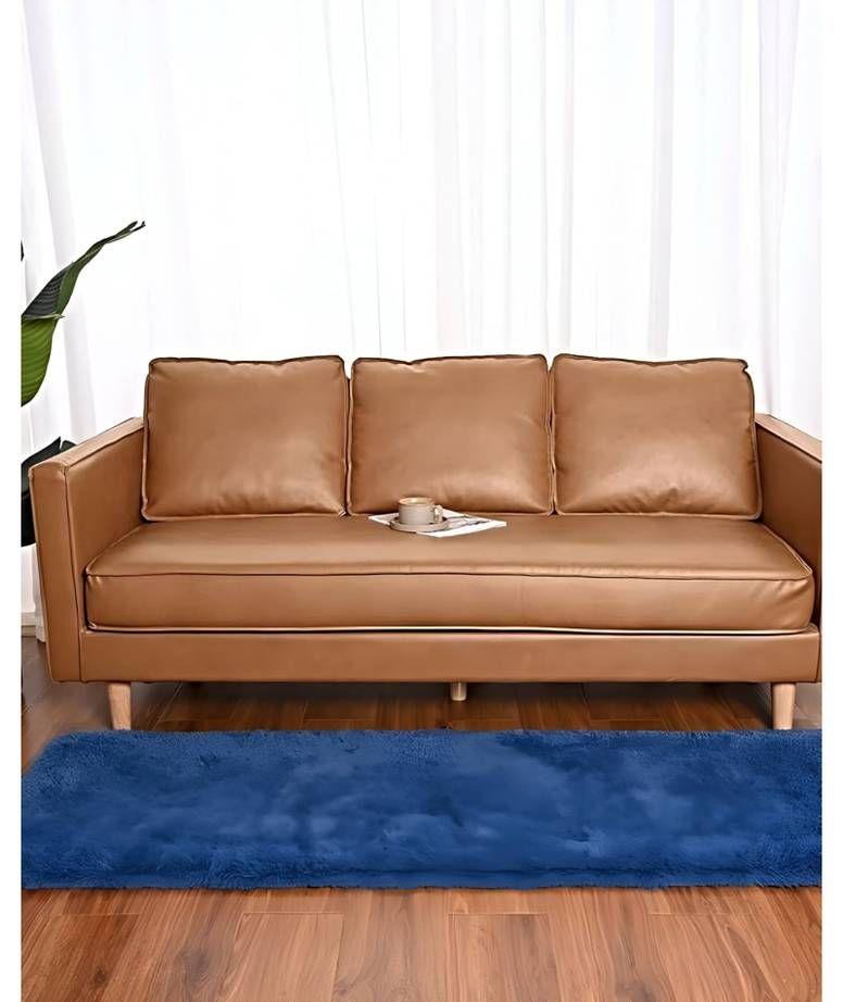 Alfombra peluda pasillera liviana 70x150 ultra suave AZUL-4