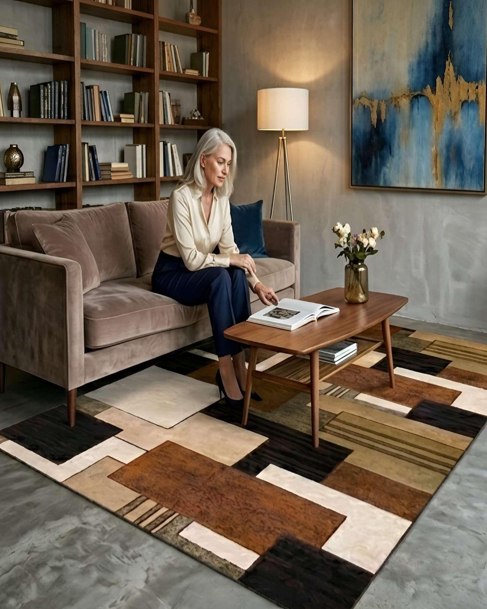 Alfombra de Diseño Geométrico (200x240 cm) Elegancia y Confort para Espacios Amplios 02-3