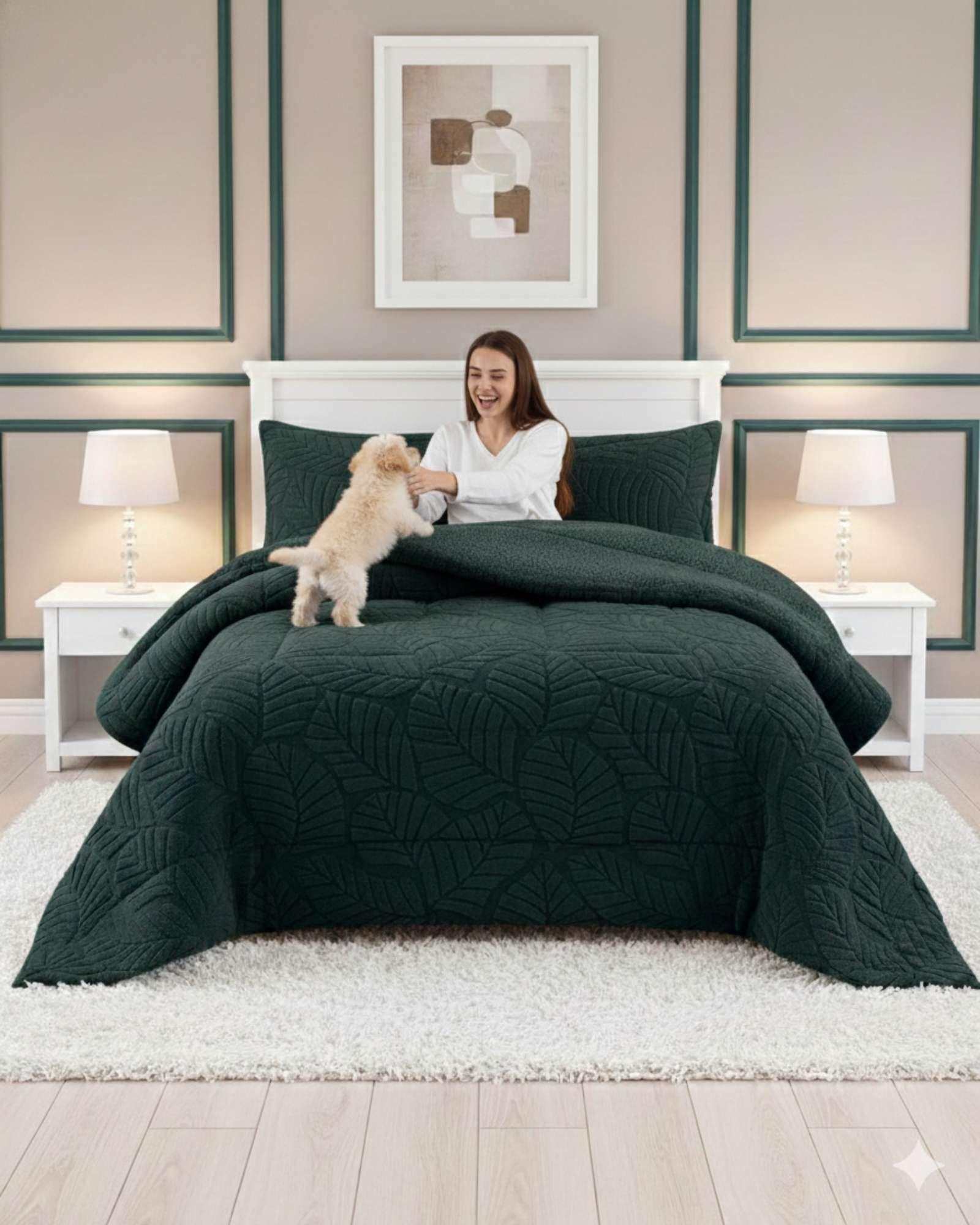 CHIPORRO PREMIUN CUBRECAMA DE INVIERNO 2 PLAZA GRIS GRAFITO-2