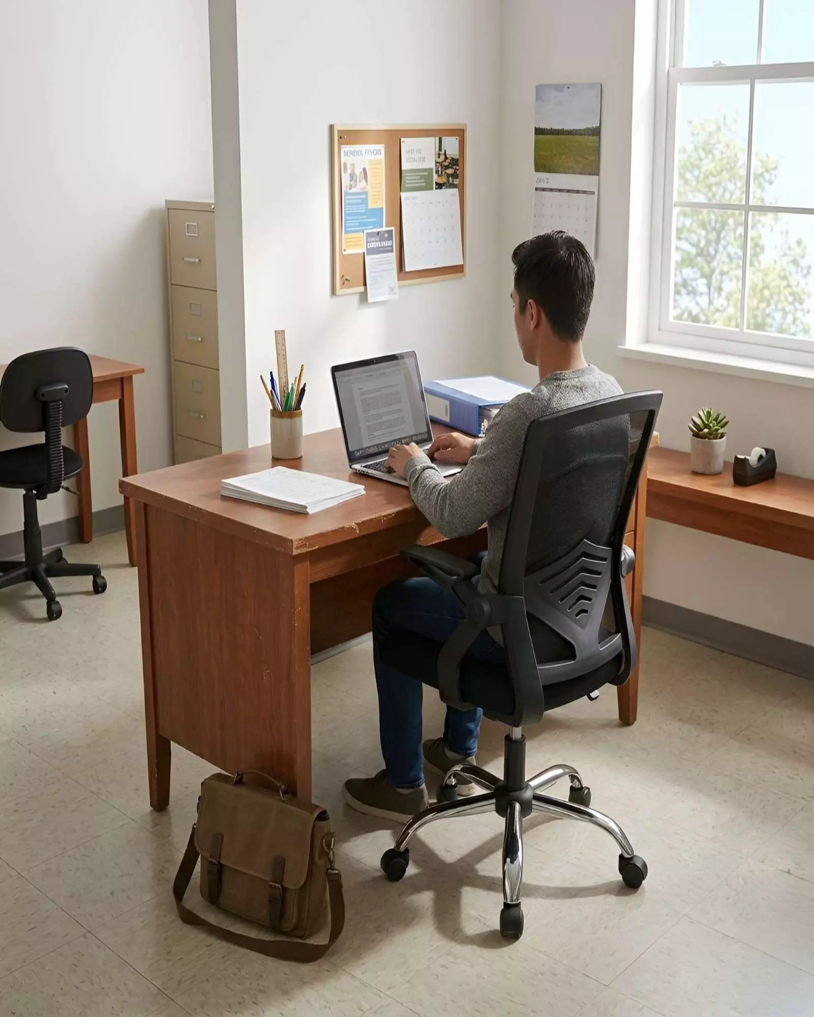 Silla de Oficina Ergonómica Brazos Abatibles y Soporte Lumbar-3
