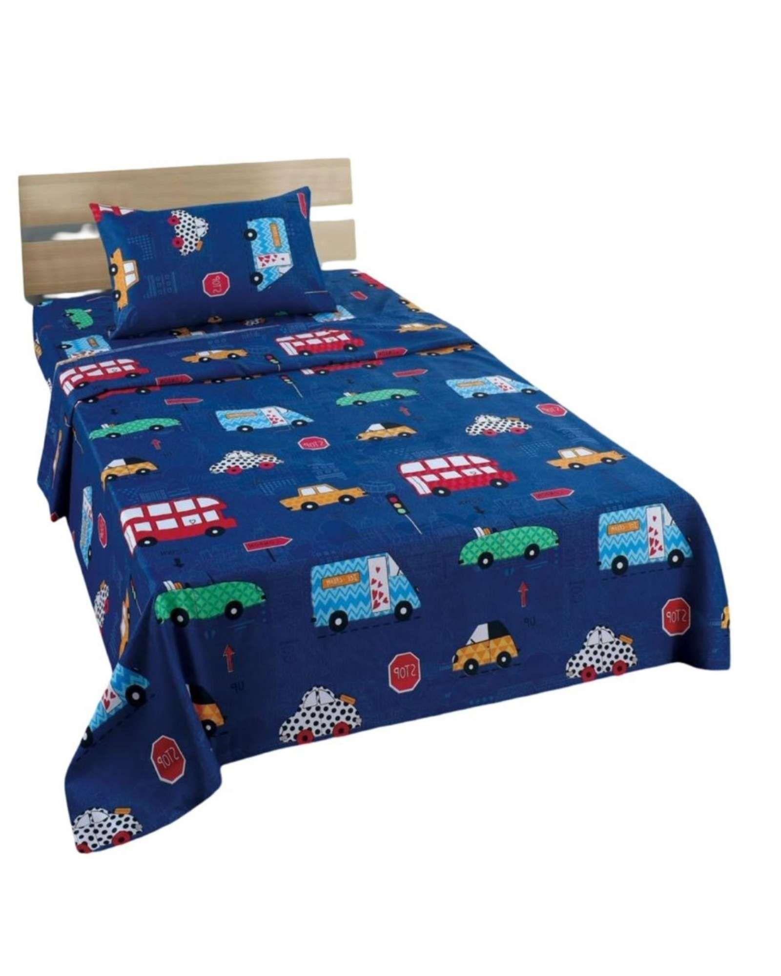 Sabanas infantil de verano Autitos niño plaza y media MAS 1 ALMOHADA-2