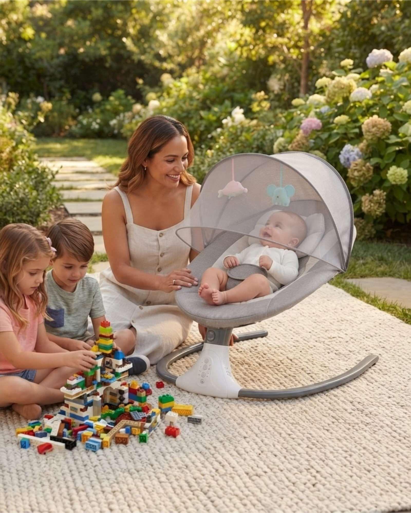 Silla Nido Mecedora 360 con Mosquitero y Panel Inteligente-5