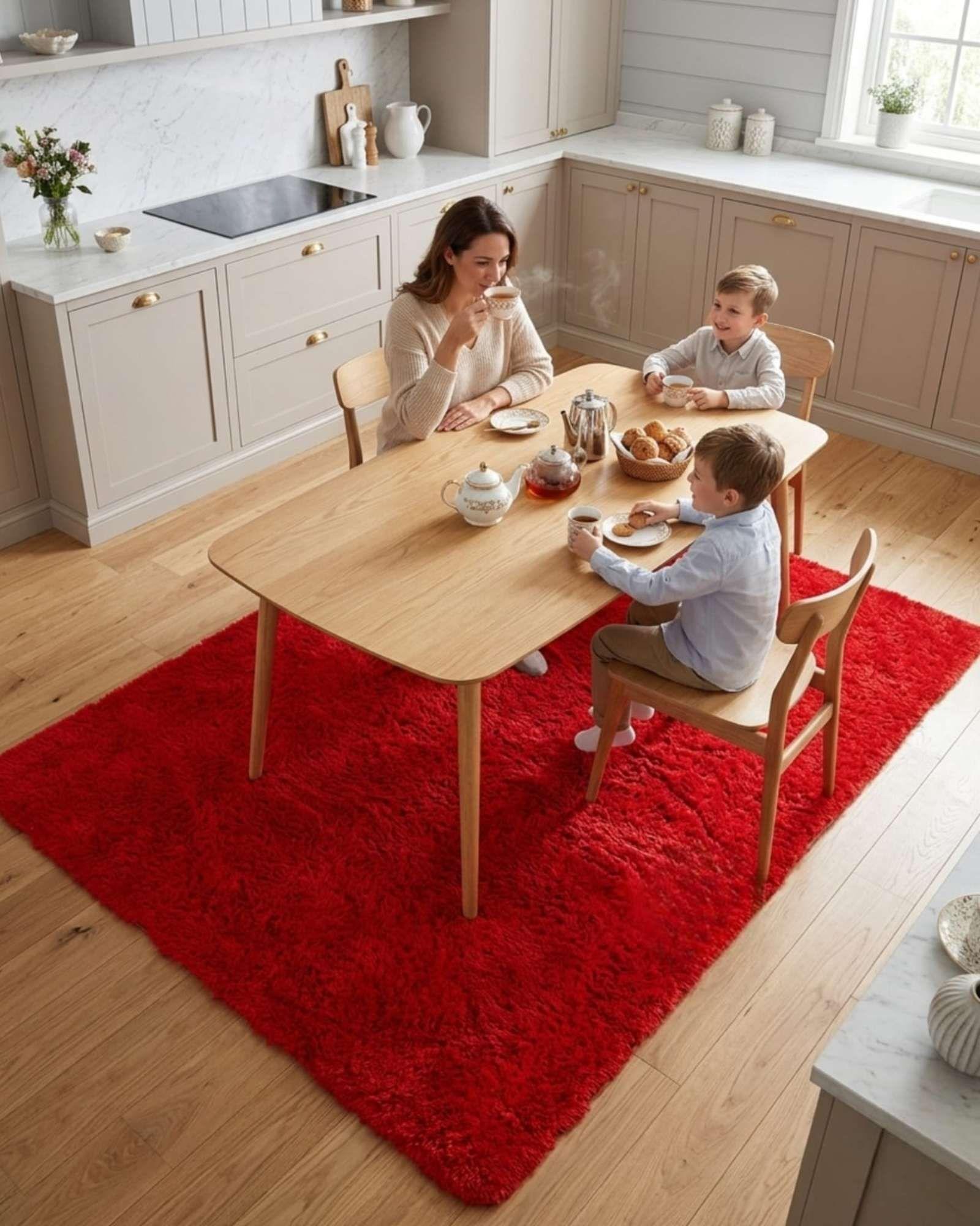 Alfombra Shaggy Peluda Extra Suave VERANO / INVIERNO 180 x 200 cm  Rojo-2