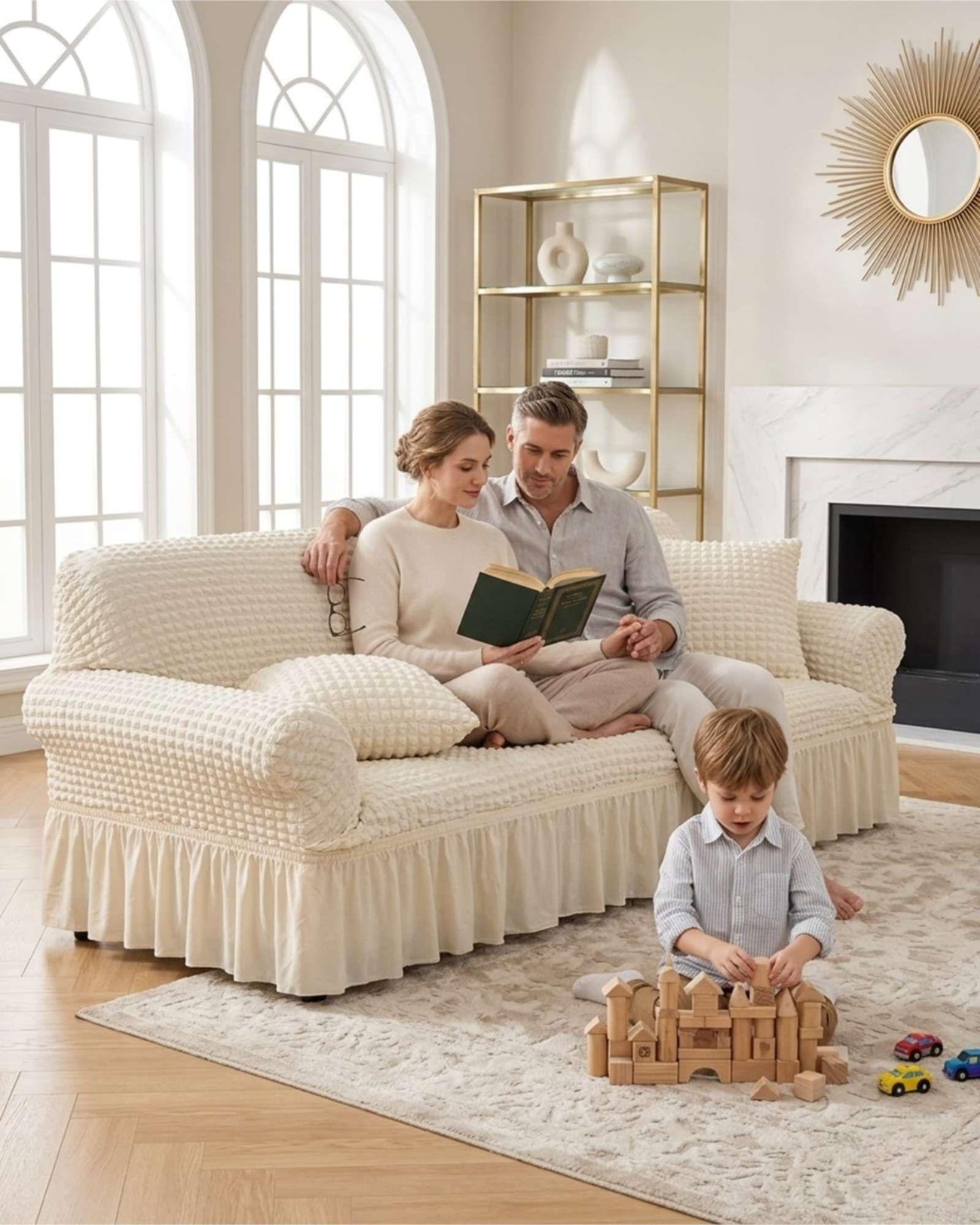Funda de Sofa Turca de 2 Cuerpo Diseño Premium con Faldon m1-2
