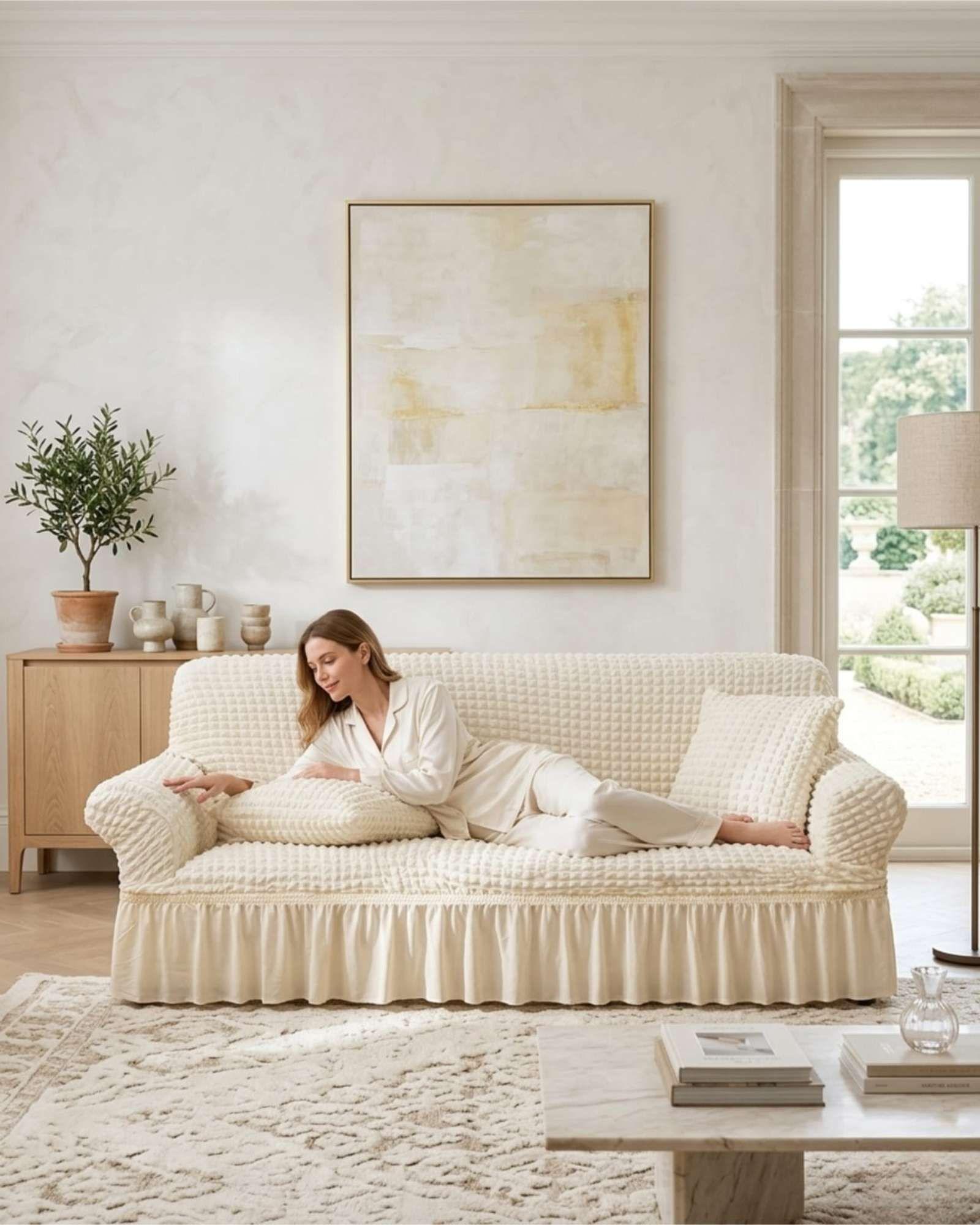 Funda de Sofa Turca de 2 Cuerpo Diseño Premium con Faldon m1-3