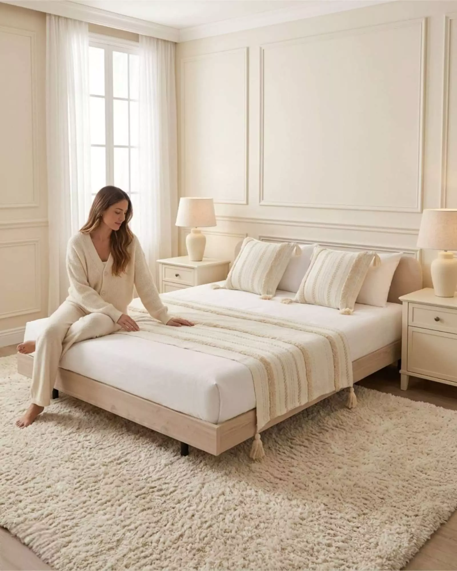 Piecera De Cama Manta Tejida Decorativa Boho P12-2