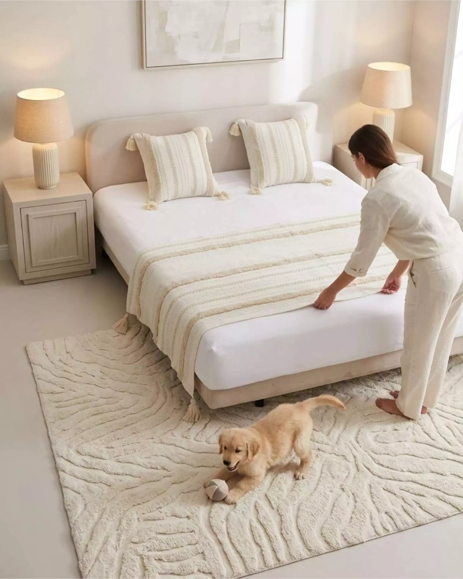 Piecera De Cama Manta Tejida Decorativa Boho P12-3