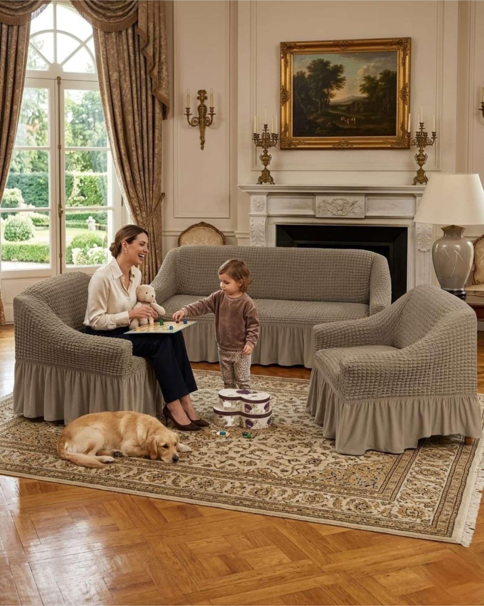 Cubre sillon 3+1+1 Diseño Sofisticado Turco con Vuelo Inferior m3-3