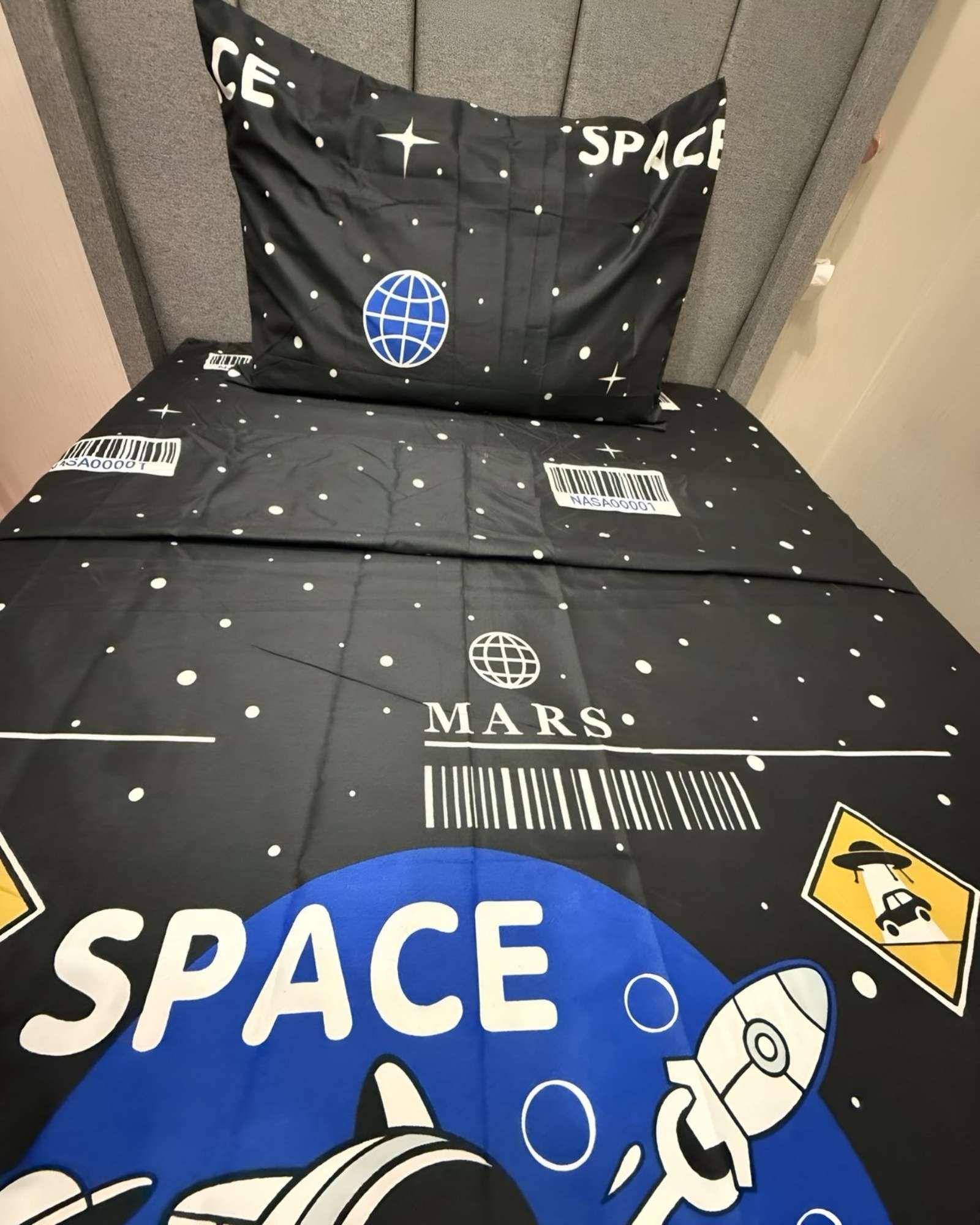 Juego de Sábanas niña niño infantil plaza y media diseño deAstronauta  Espacio -3