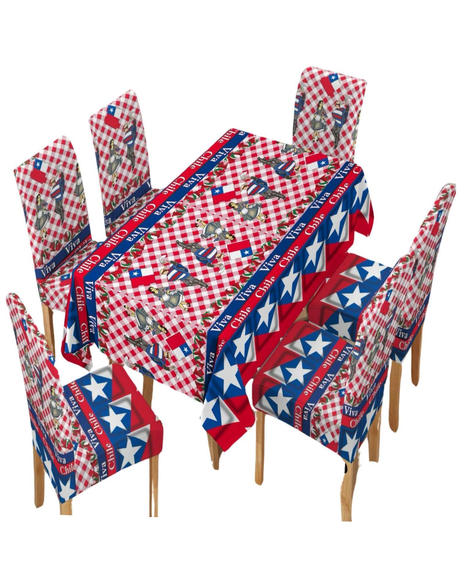 Set De Mantel Más 6 Fundas De Sillas Fechas Patrias 01-0