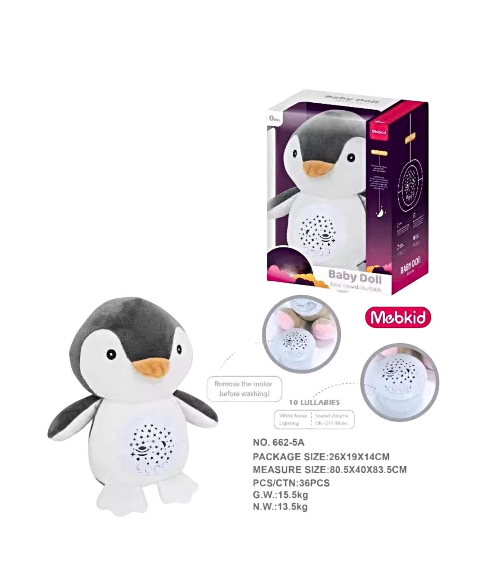 PINGÜINO PELUCHE PROYECTOR DE LUCES Y SONIDOS BEBÉ-2