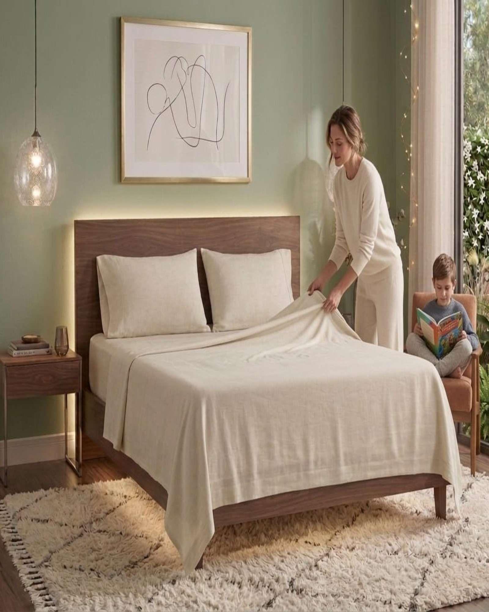 Juego de Sabanas 800 Hilos Estilo Americano king beige-1