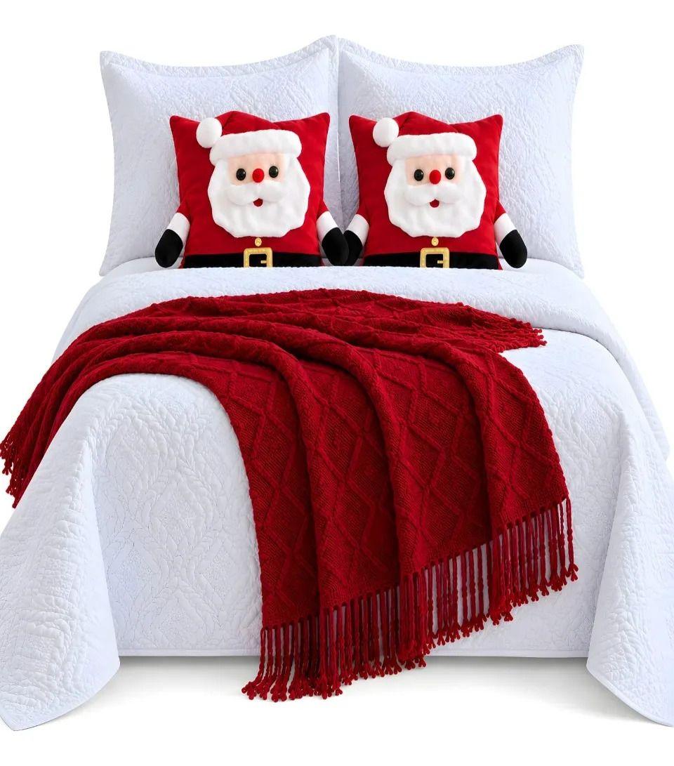 Cubrecamas Navideño Con Manta Y 2 Fundas De Cojin King m3-3