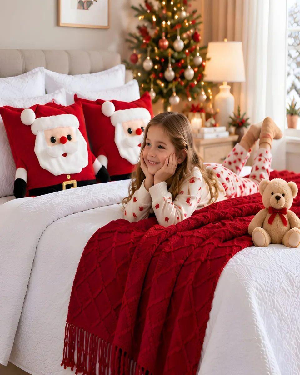 Cubrecamas Navideño Con Manta Y 2 Fundas De Cojin King m3-4