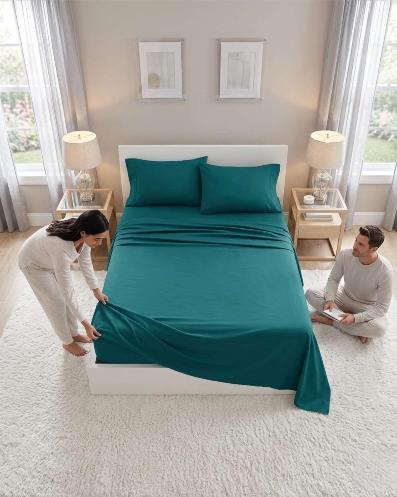 Juego Sabanas Plaza King Lisas Suaves 4 Piezas De Cama C6-2