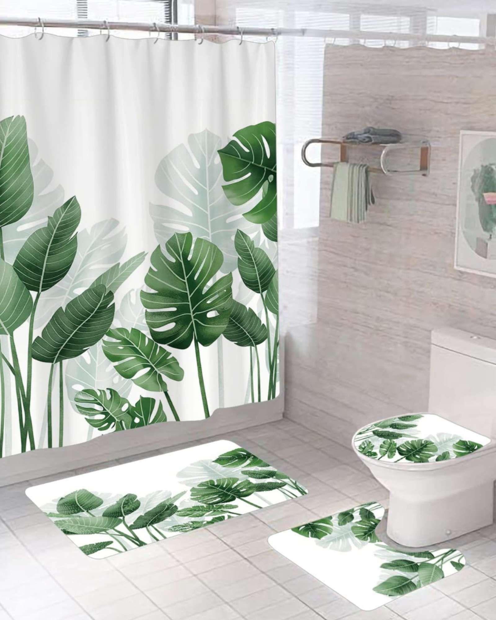 Set de baño 5 piezas Cortina mas Alfombras mas forro de ducha  -02-2