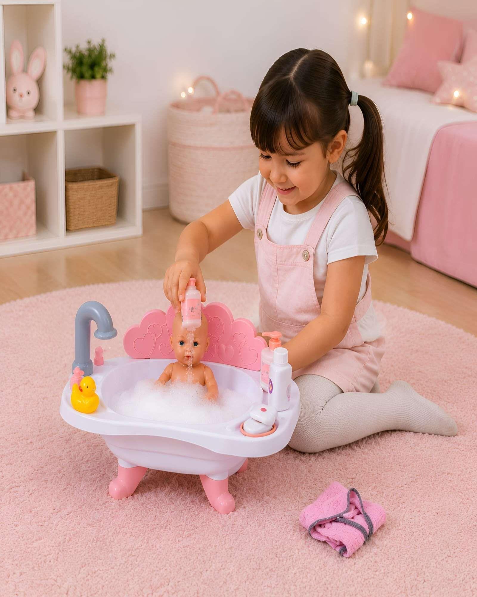 Bañera De Juguete Para Muñecas Con Bebe y Accesorios m1-2