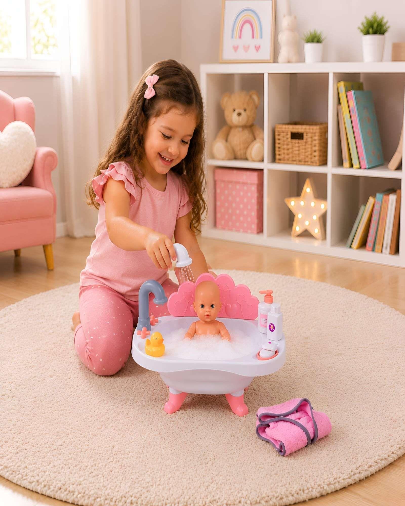 Bañera De Juguete Para Muñecas Con Bebe y Accesorios m1-3