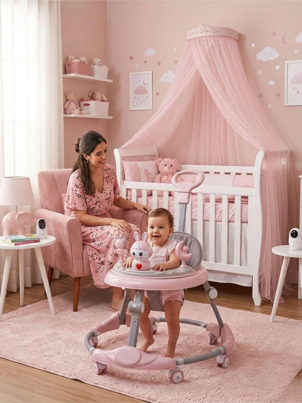 Andador Bebe caminador con manija de empuje con seguro multifuncional-0