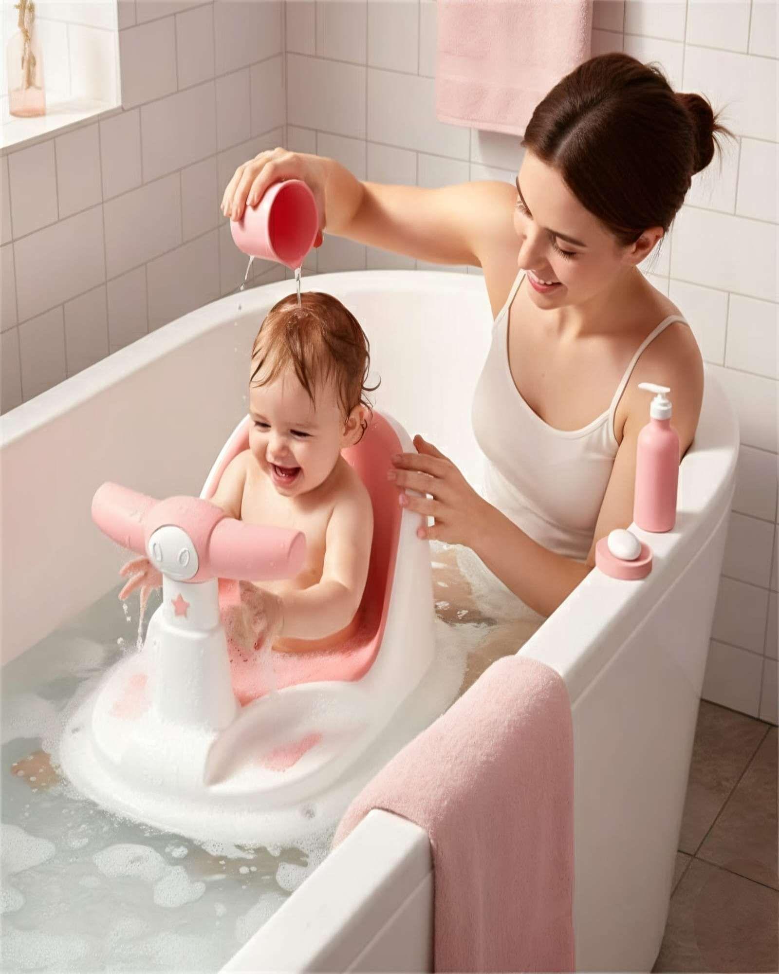 Asiento De Baño Seguridad Para tu Bebé Con Sonidos color rosa-0