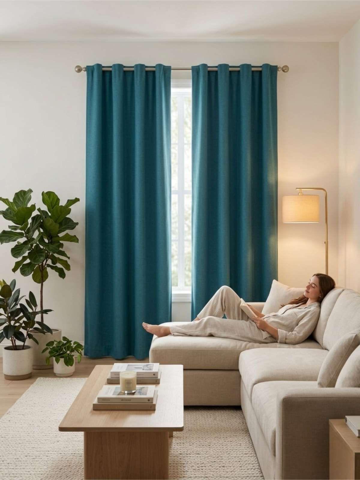 Set de Cortina Blackout mas vicillo 140x220 cm azul-0