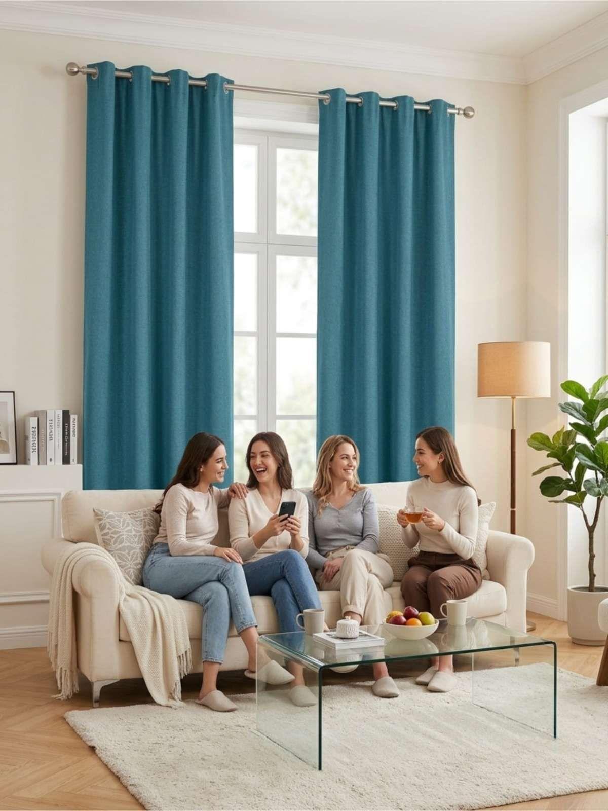 Set de Cortina Blackout mas vicillo 140x220 cm azul-4