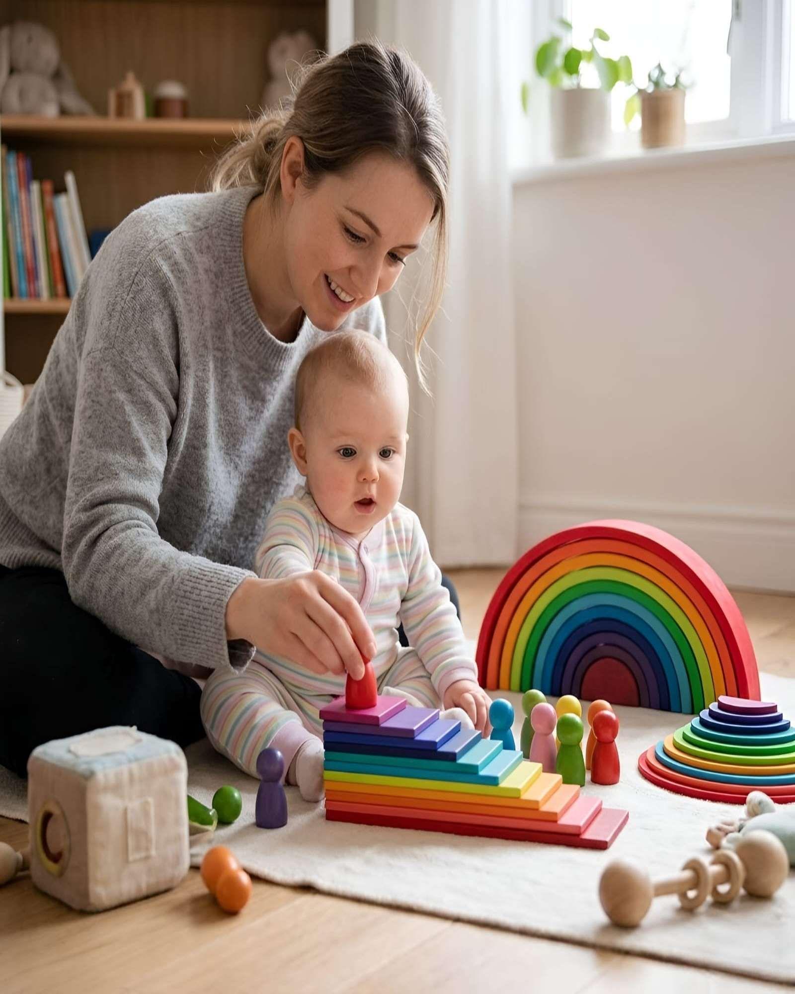 Juguete Didactico Montessori De Madera Arcoíris Infantil-2