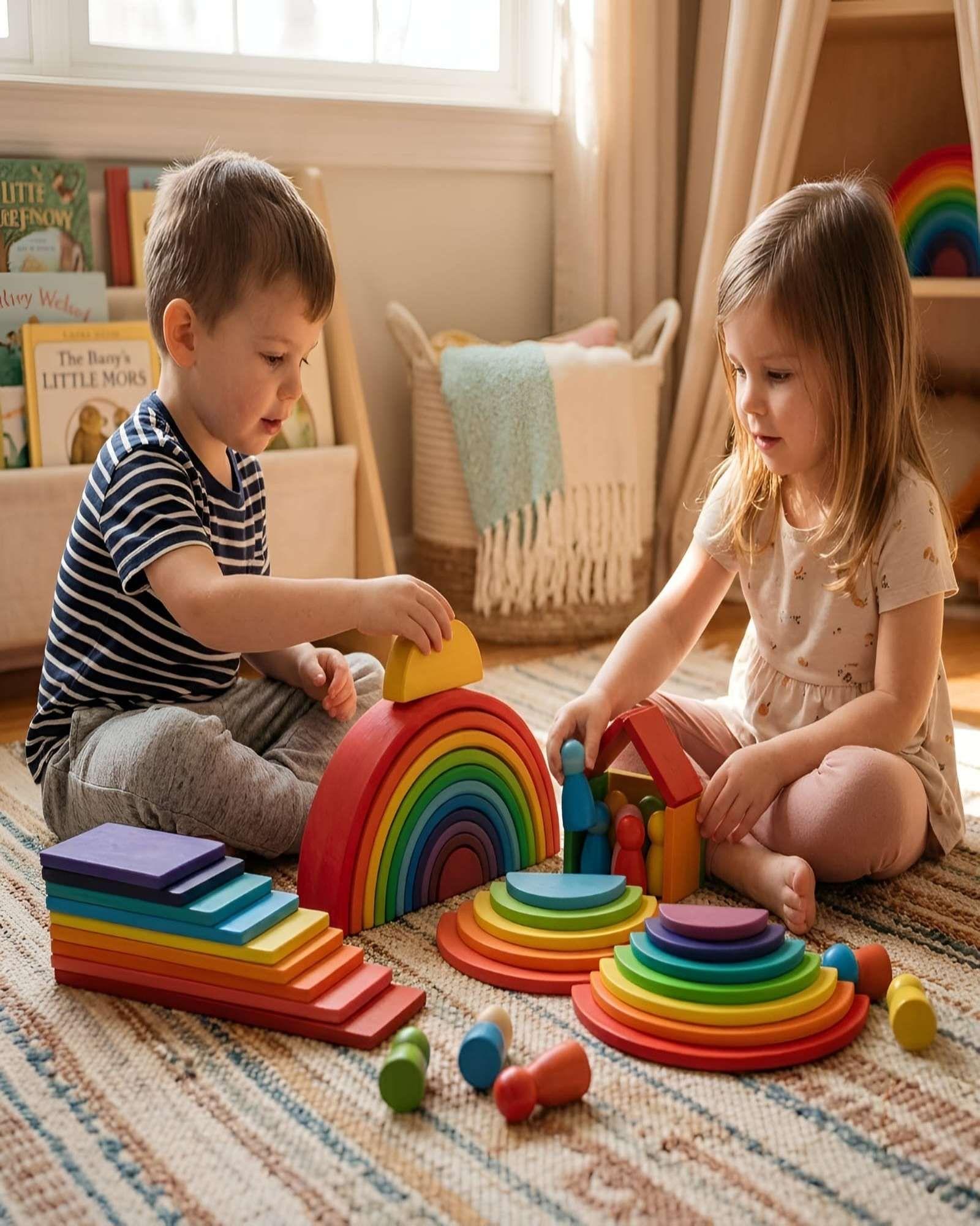 Juguete Didactico Montessori De Madera Arcoíris Infantil-3