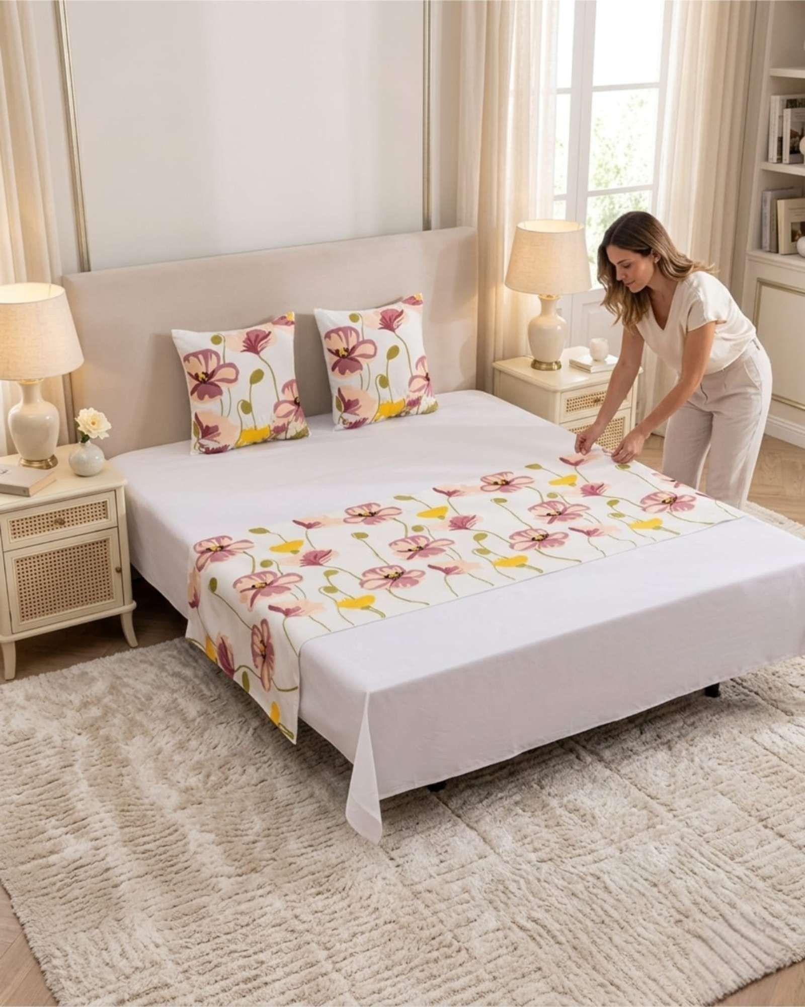 Piecera Manta de Cama Texturizada con Bordado Botanico P9-3