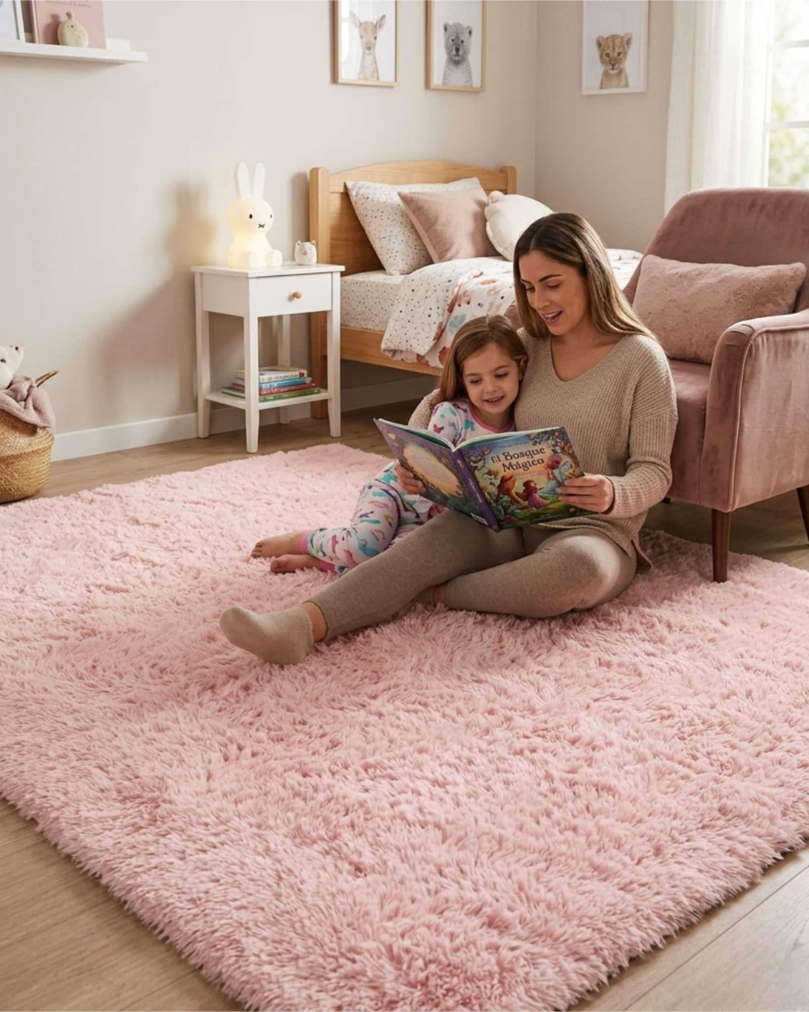Alfombra Shaggy Peluda Extra Suave VERANO / INVIERNO 180 x 200 cm  Rosa-0