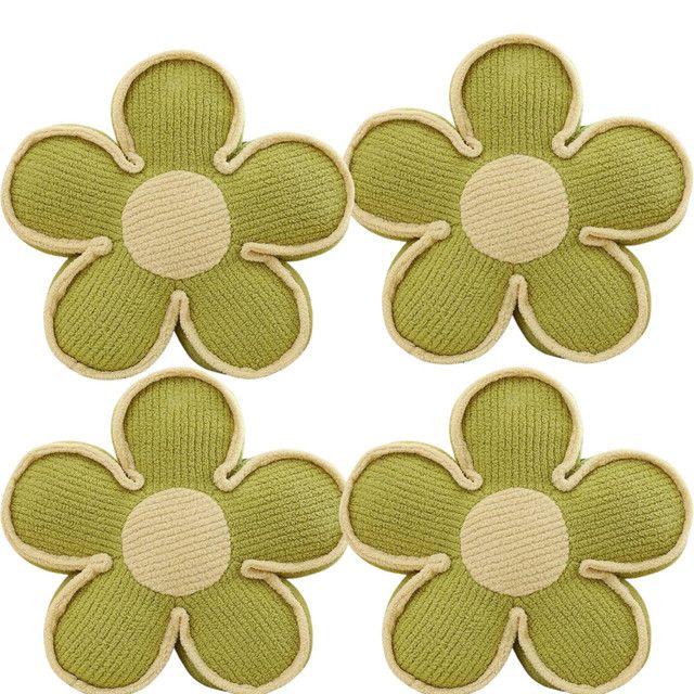 SET DE 4 COJINES DISEÑO FLOR COLOR VERDE-2