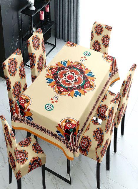 JUEGO DE MANTEL MÁS 6 FUNDAS DE SILLAS      D03-2