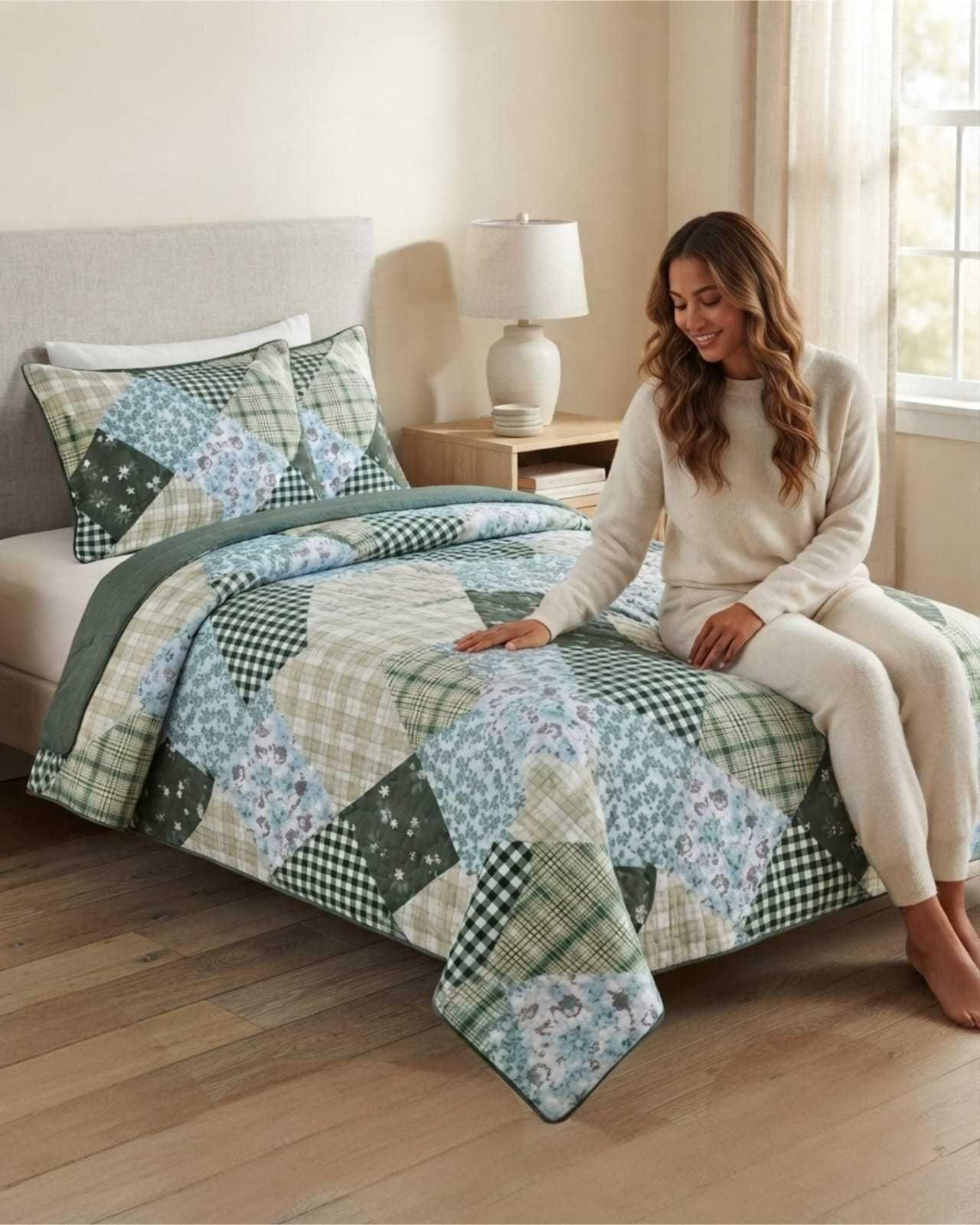 Quilt Delgado Para Verano Fresco 2 Plazas Mas Almohadas m31-3
