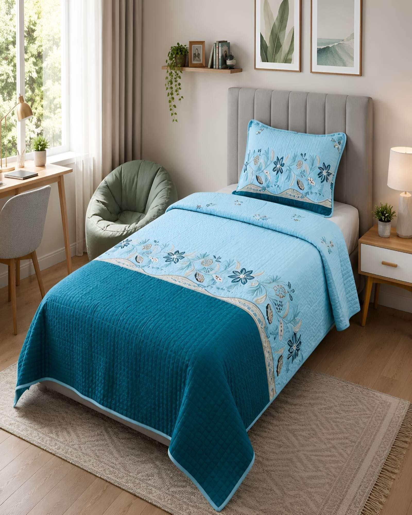 Cubrecamas Quilt Plaza Y Media Mas Almohada Textura Suave Y Fresca m20-3