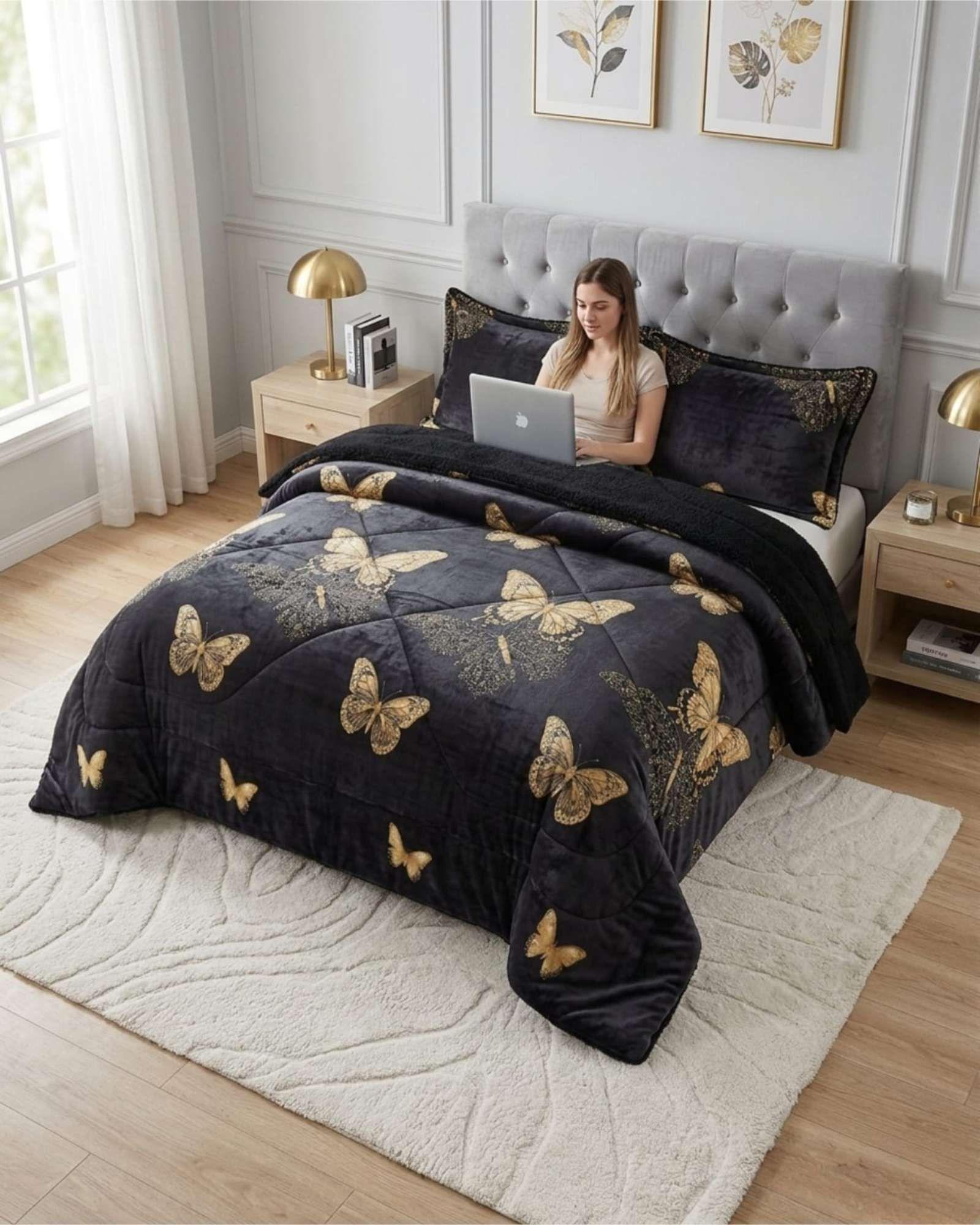 Cubrecamas Sherpa 2 Plazas Plush Ultra Suave De Lujo m15-2