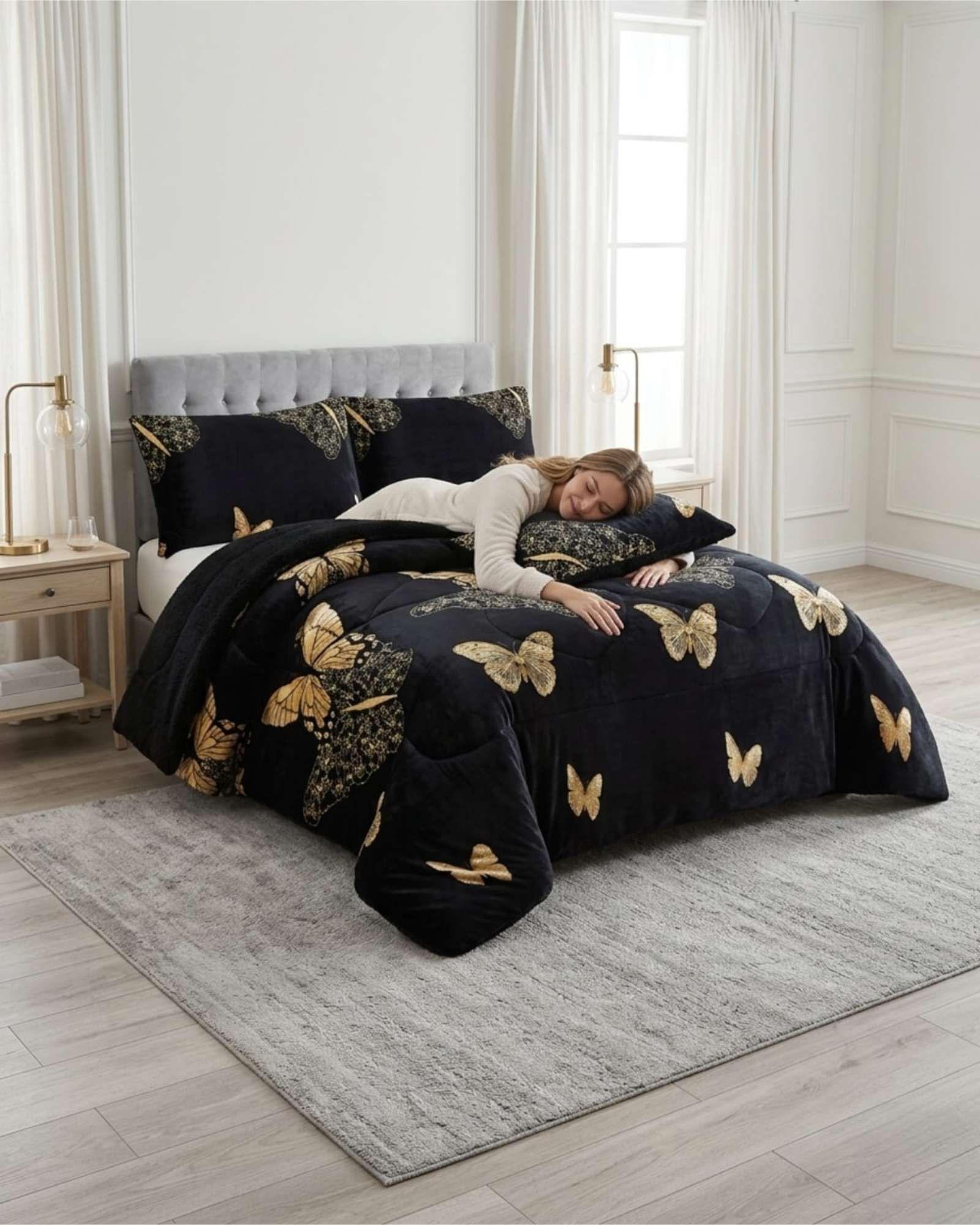 Cubrecamas Sherpa 2 Plazas Plush Ultra Suave De Lujo m15-3