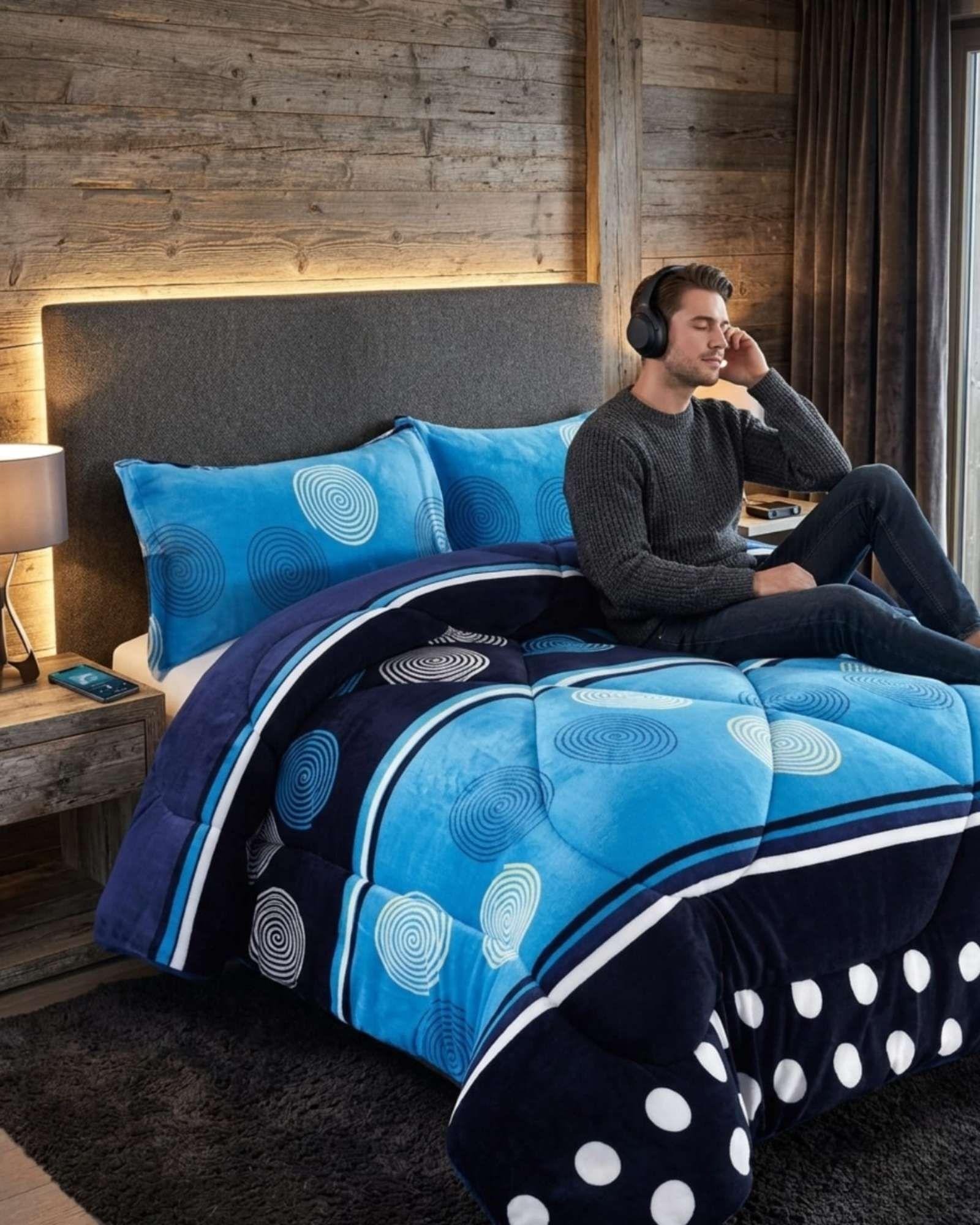 Cobertor Plush de Lujo Lana Sintetica Confort Superior Plaza y Media m16-2