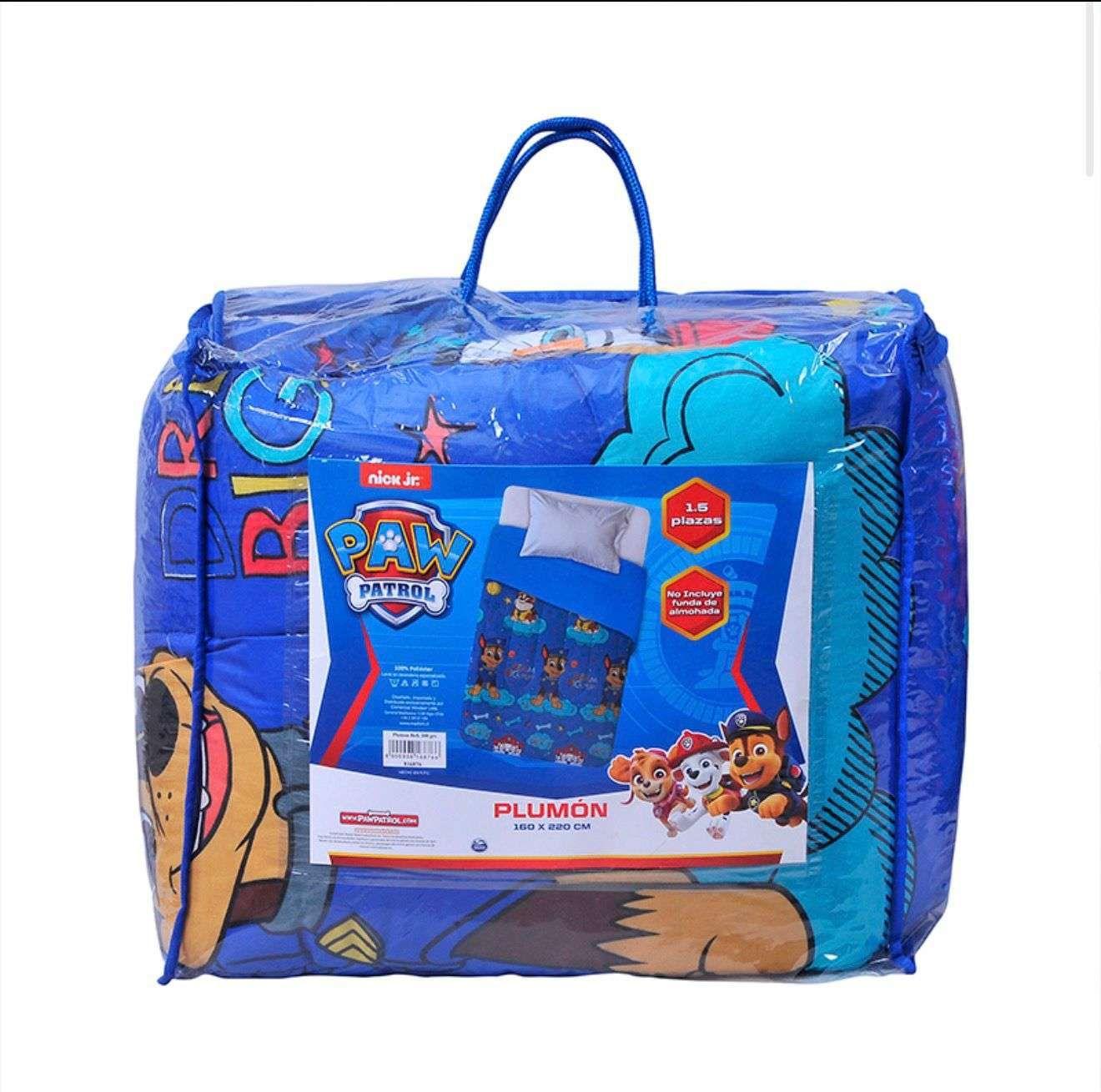Cubrecama Plumón infantil  niña nilño Paw Patrol azul-2