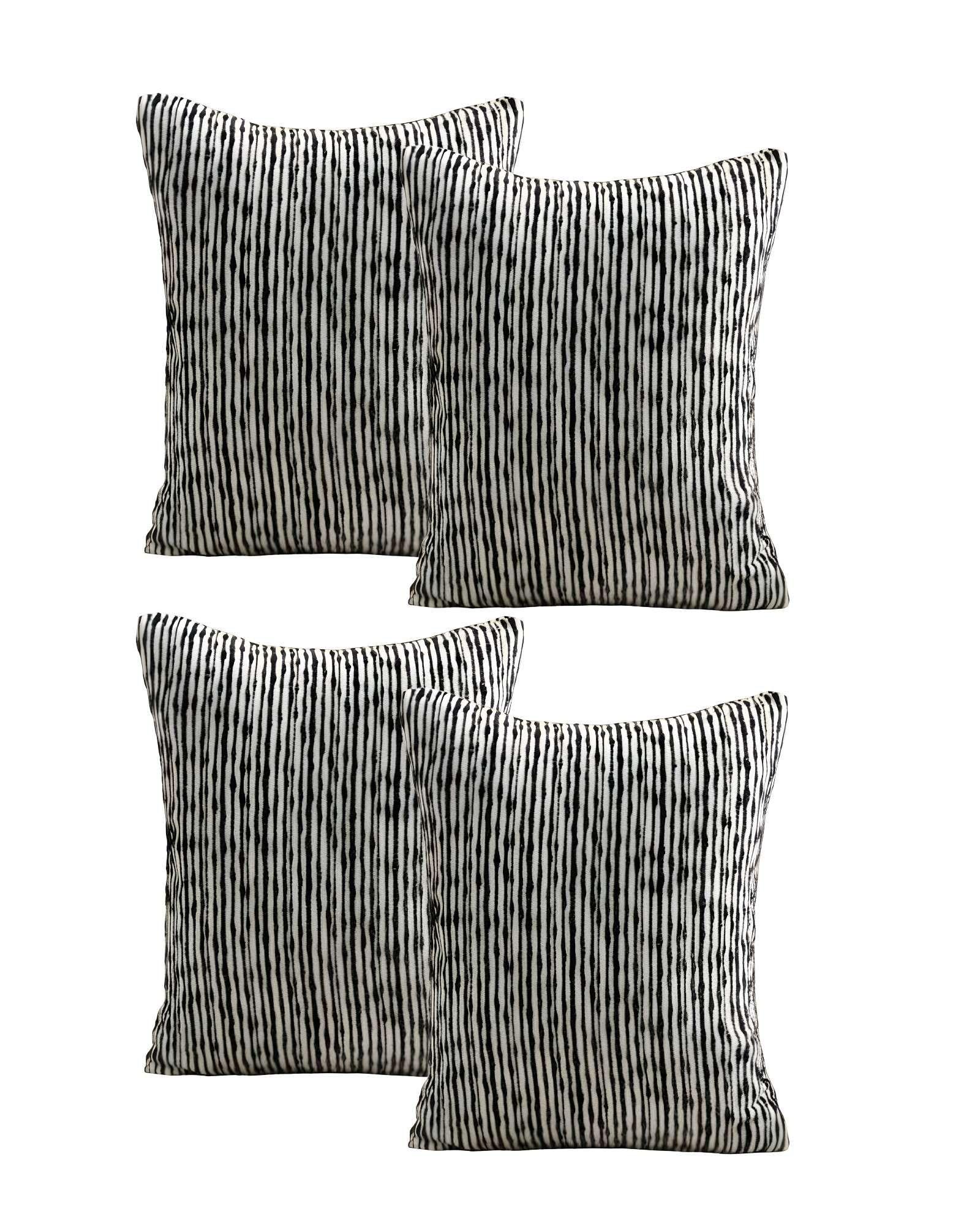 JUEGO DE 4 FUNDAS DE COJIN CHENILLE LINEA NEGRO-1