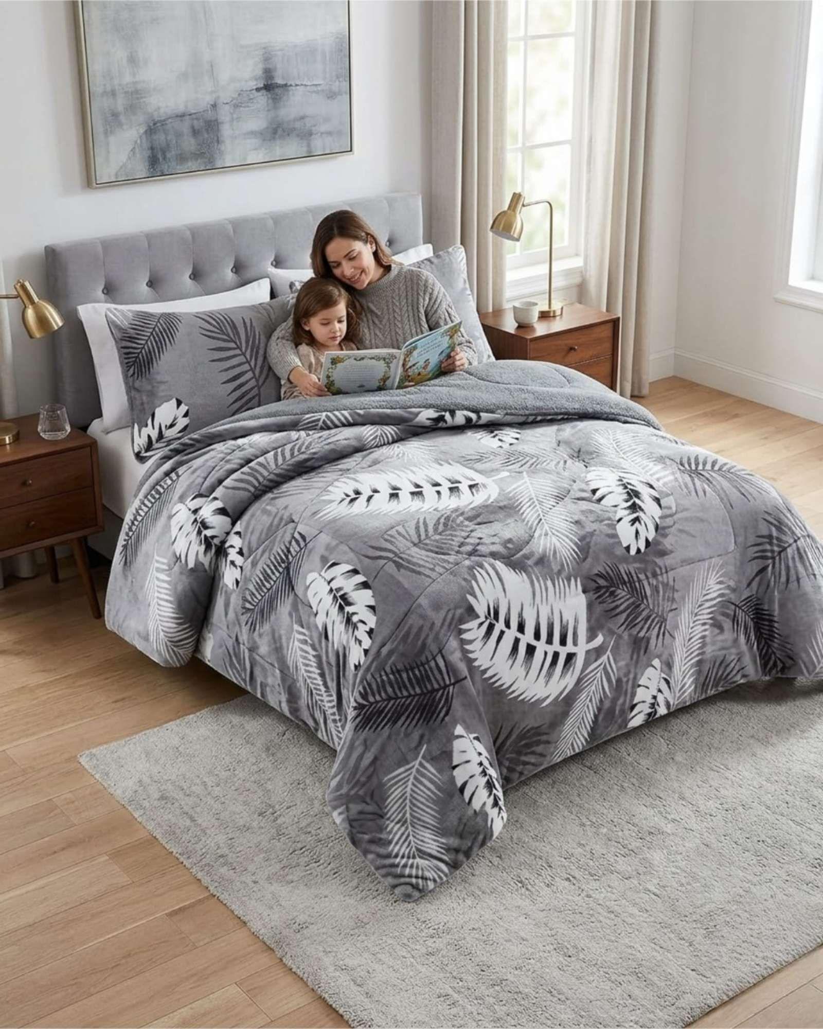 Cubrecamas Sherpa 2 Plazas Plush Ultra Suave De Lujo m19-2