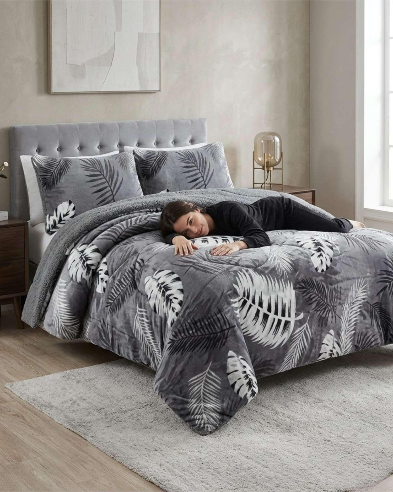 Cubrecamas Sherpa 2 Plazas Plush Ultra Suave De Lujo m19-3
