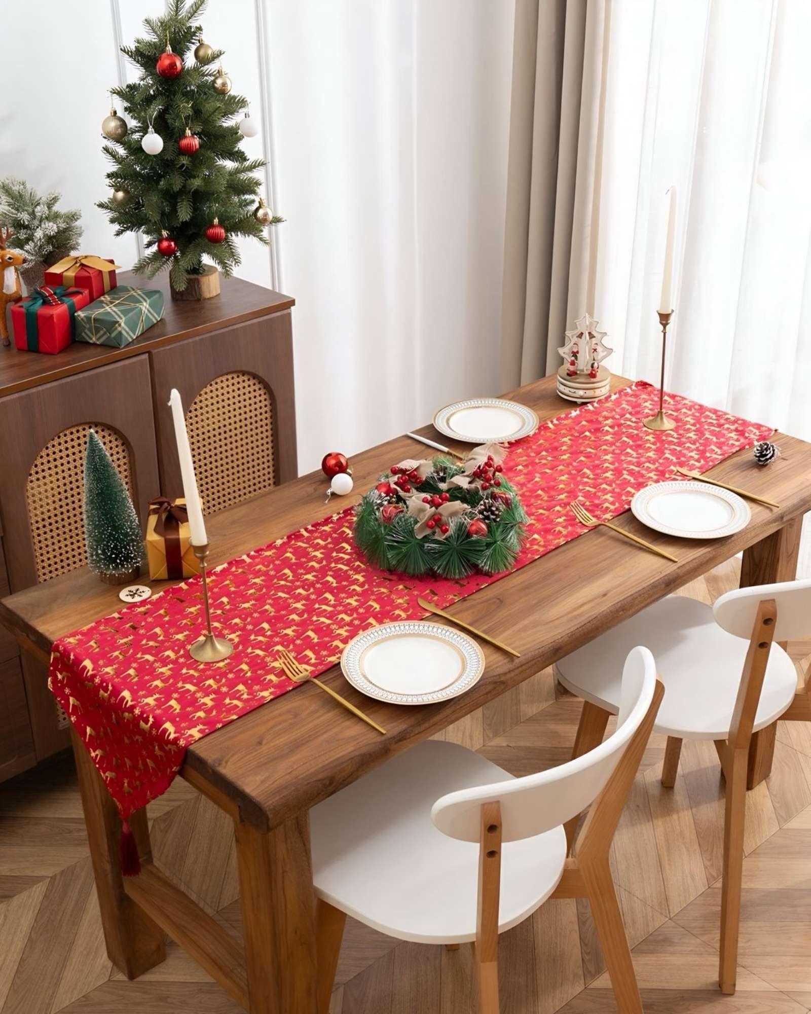 Mantel Camino de mesa diseño navidad terciopelo 30 x 180 cm D04-2