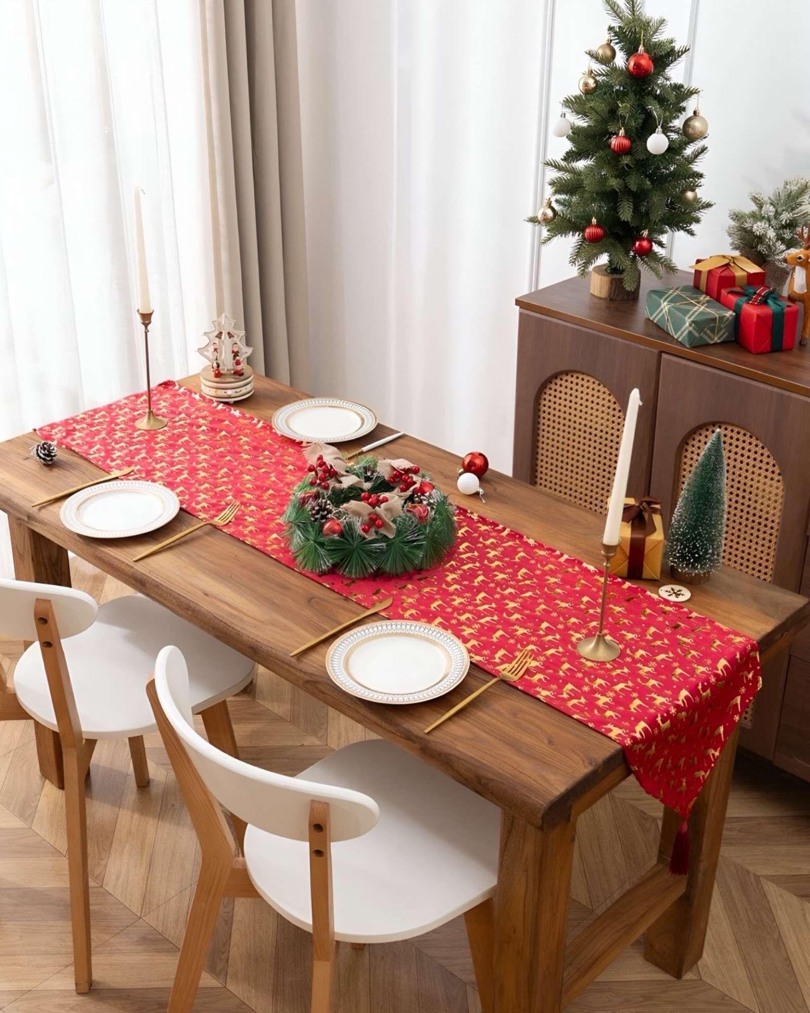 Mantel Camino de mesa diseño navidad terciopelo 30 x 180 cm D04-3