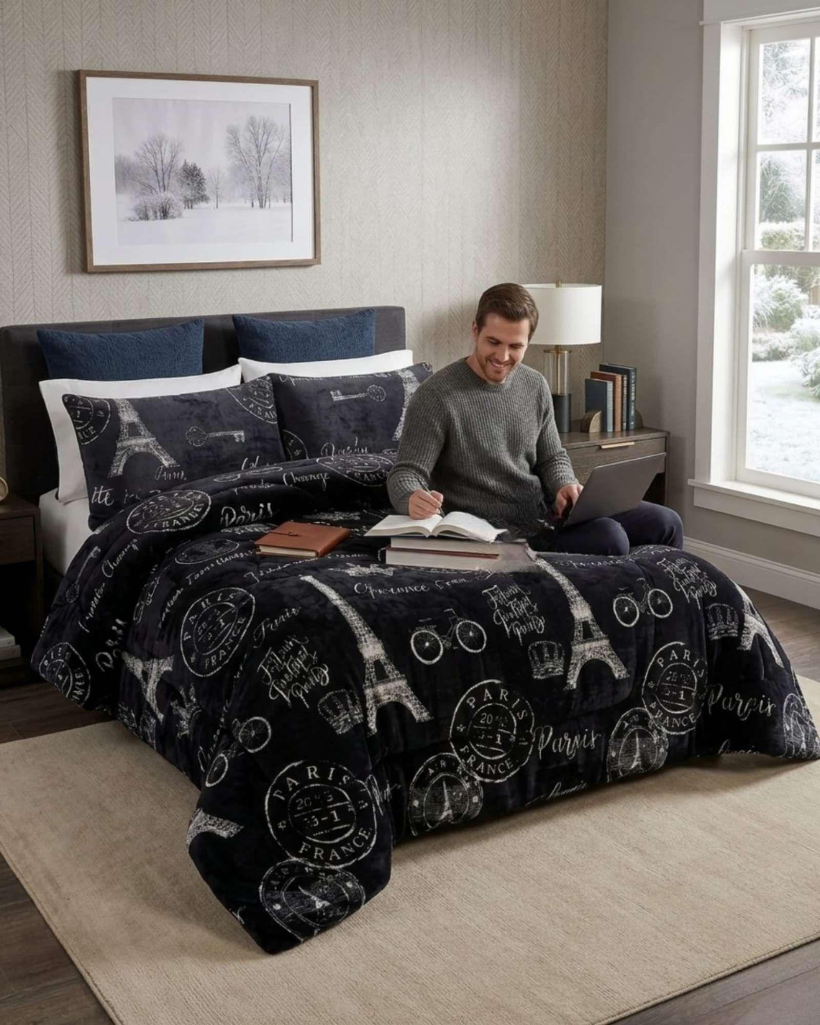 Cobertor Plush de Lujo Lana Sintetica Confort Superior Plaza y Media m8-2